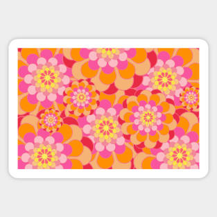 Orange & Pink Floral Design Sticker